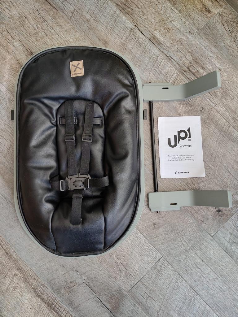 Kidsmill up! Grow up! Newborn set met leren bekleding, Kinderen en Baby's, Kinderstoelen, Gebruikt, Meegroeistoel, Gordel(s), Ophalen