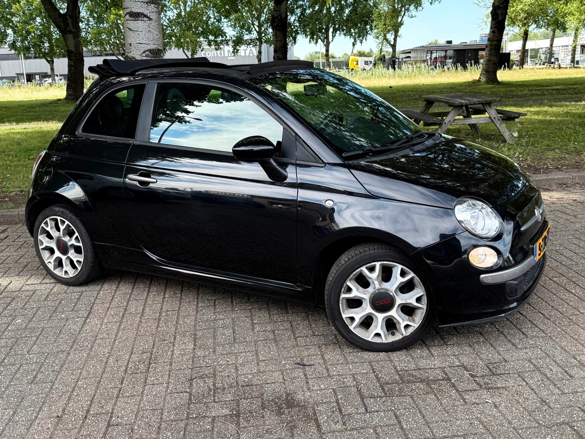 Fiat 500 C 0.9 TwinAir Turbo 500S, Auto's, Gebruikt, Cabriolet, Leder en Stof, Zwart