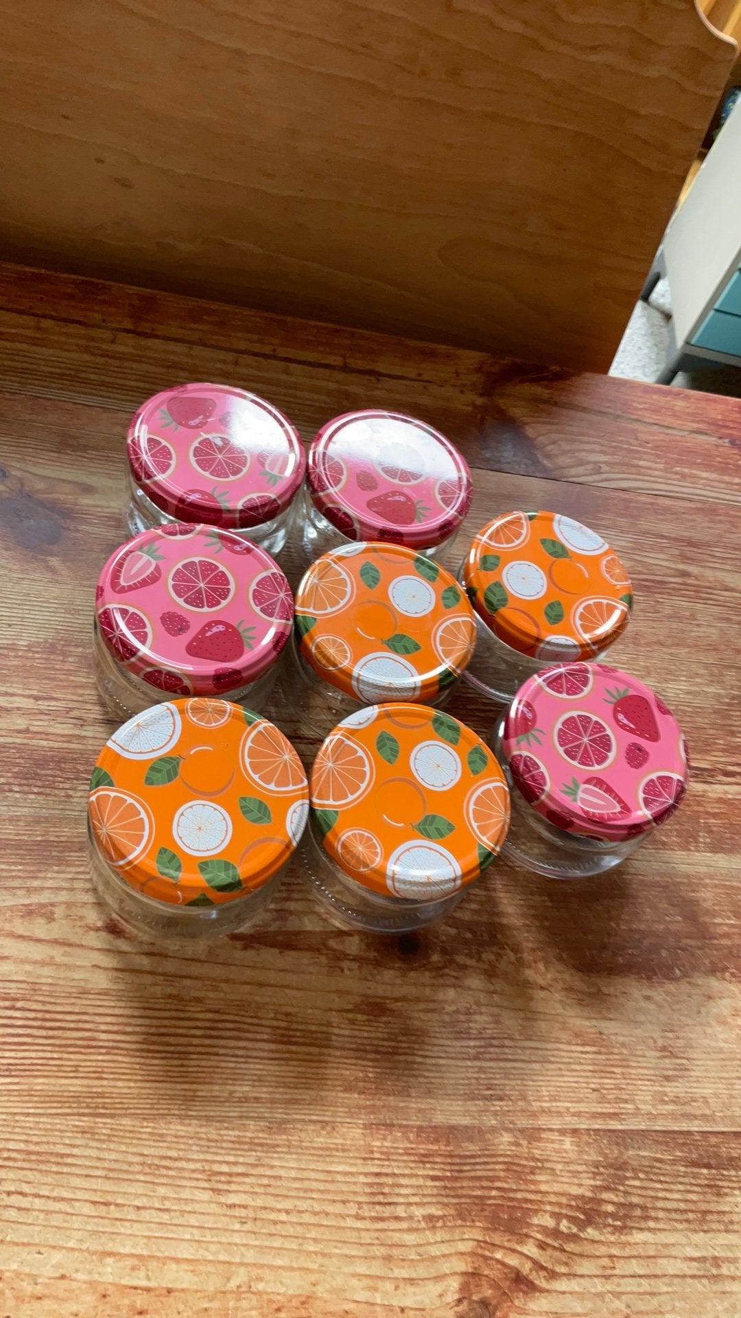 8 weckpotjes voor jam b.v.met schroefdeksel 150 ml., Huis en Inrichting, Ophalen, Nieuw, Glas, Pot, Bus of Blik