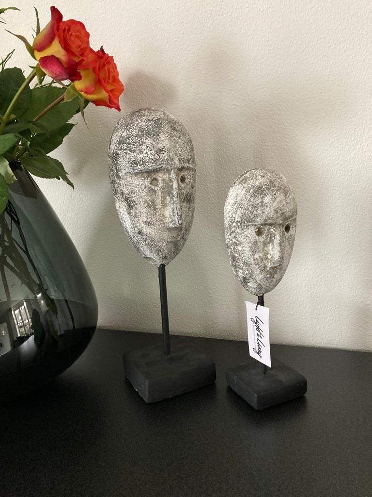 Light & Living ornament Face set-2 beton Nieuw!, Overige materialen, Nieuw, Ophalen of Verzenden, Grijs
