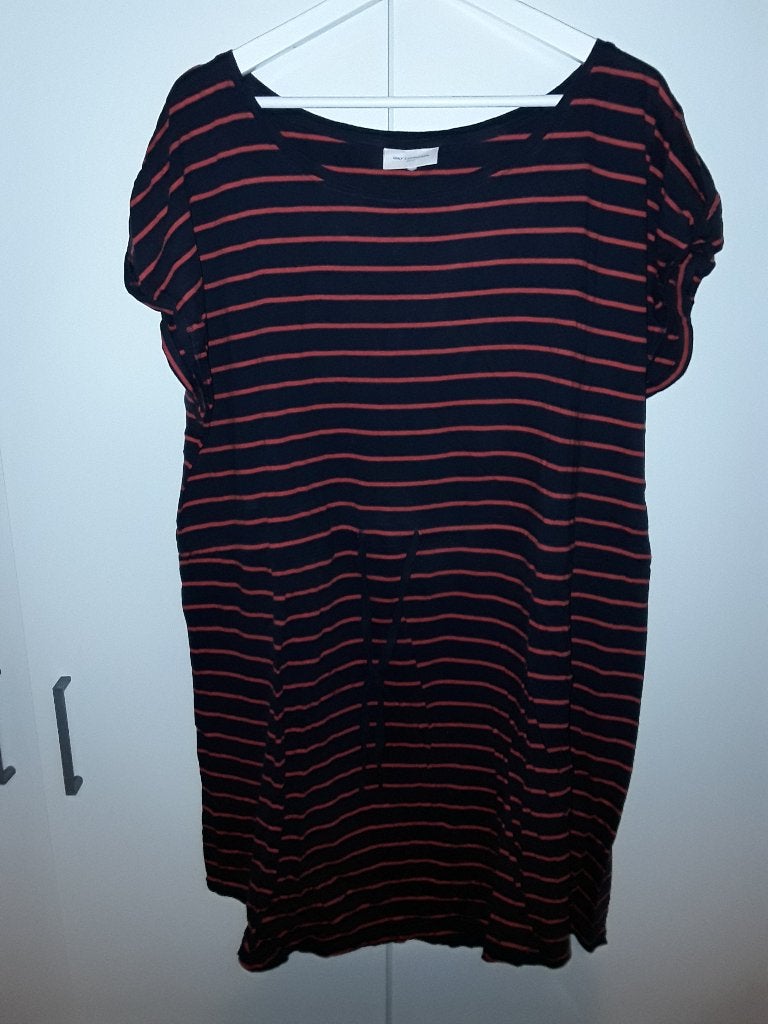 Only Carmakoma Donkerblauw/Rood Gestreepte Jurk Maat 50/52, Jurk, Ophalen of Verzenden, Zo goed als nieuw, Rood