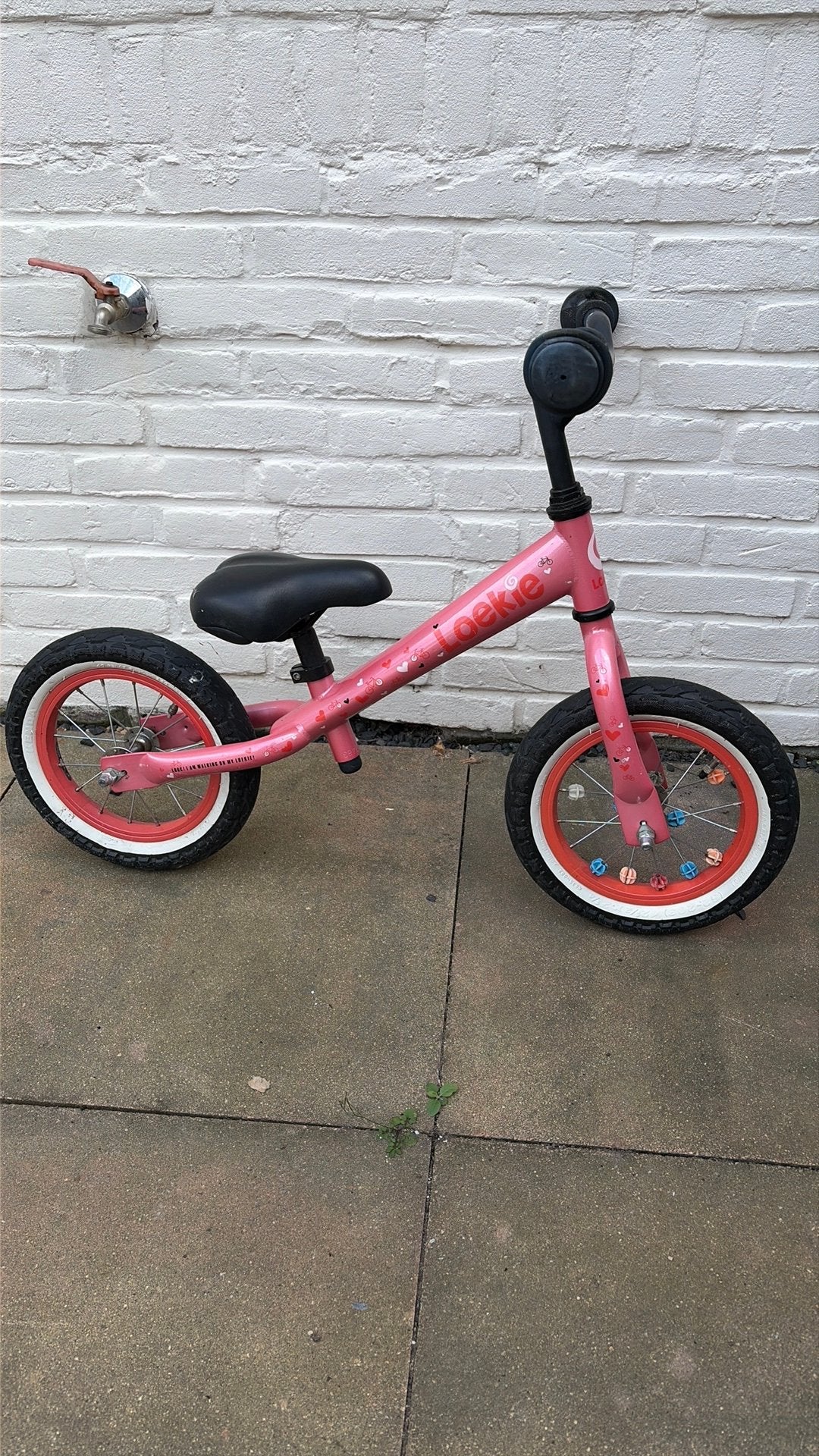 Roze loekie loopfiets, Ophalen, Gebruikt, Minder dan 16 inch