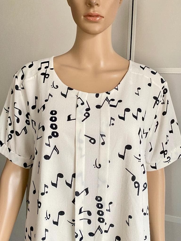 K118 Perla Nera maat 42=L blouse top gebr.wit/zwart, Perla Nera, Wit, Maat 42/44 (L), Ophalen of Verzenden