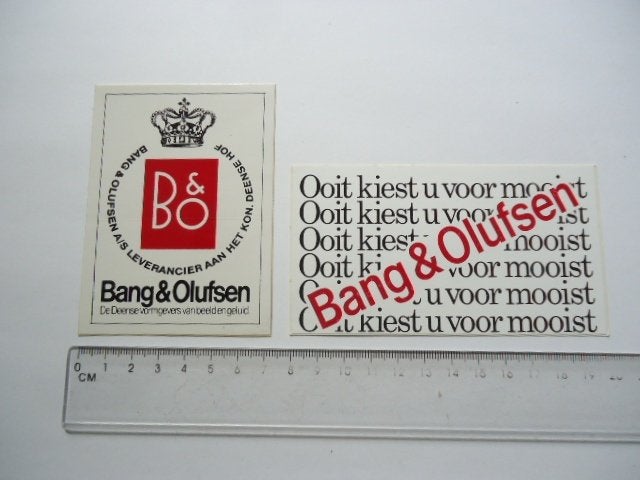 sticker oud B&O ooit mooist Bang Olufsen denmark denemarken, Verzamelen, Verzenden, Zo goed als nieuw, Bedrijf of Vereniging