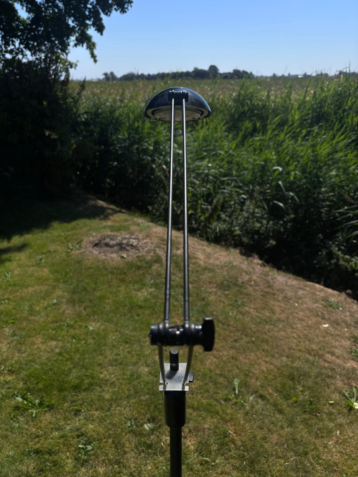 Vintage SMC Vloerlamp met verstelbare arm en blauwe accenten, Gebruikt, Overige fittingen, Ophalen of Verzenden, Metaal
