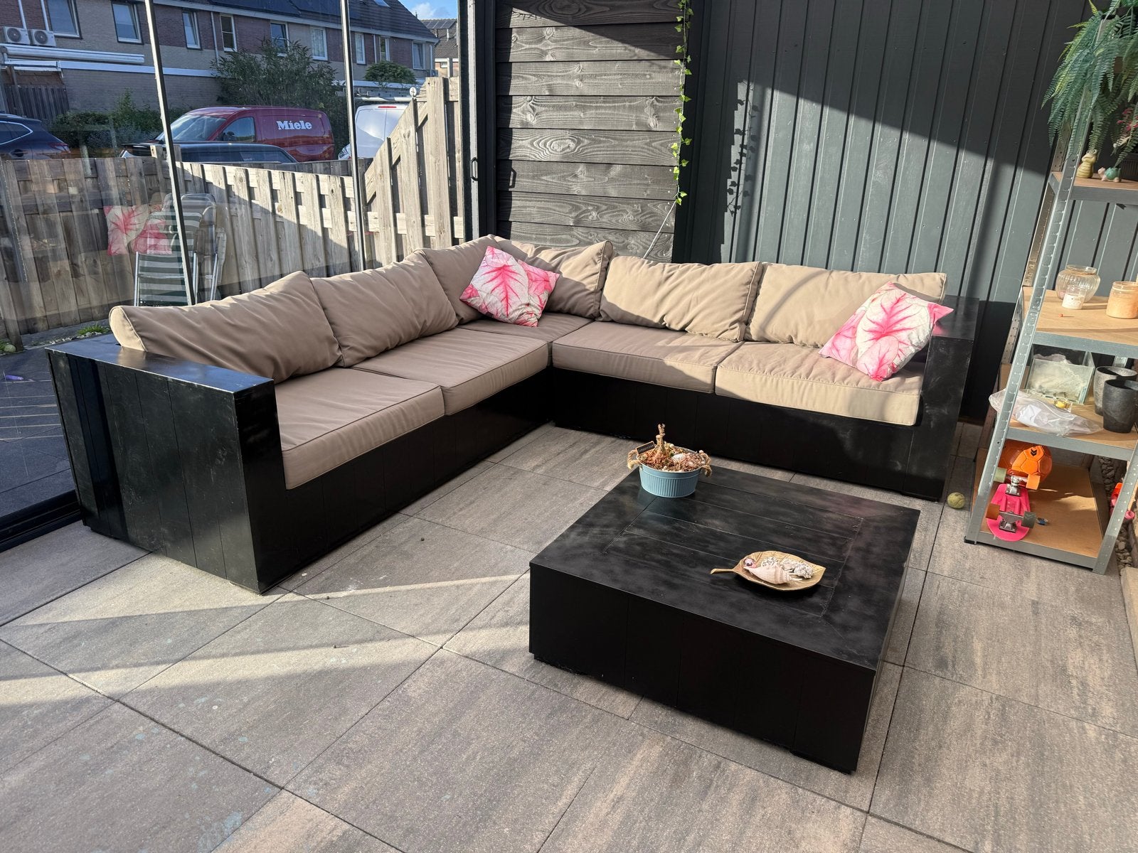 Comfortabele loungeset met salontafel, Ophalen, 5 zitplaatsen, Gebruikt, Loungeset