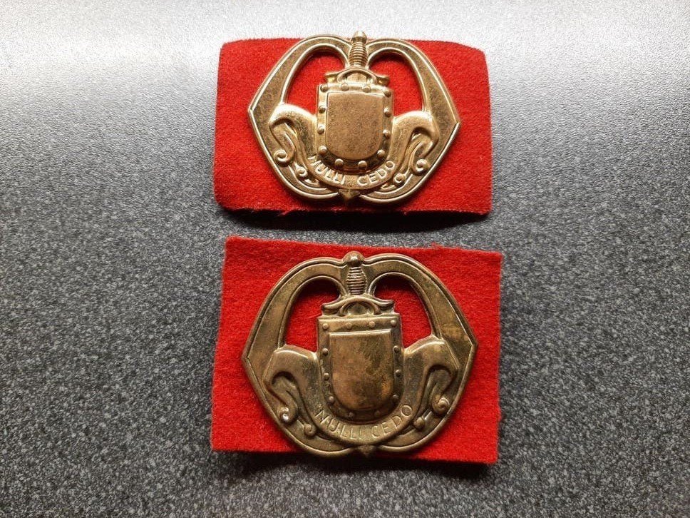Nulli Cedo  - baretemblemen met onderlinge verschillen. KL, Ophalen of Verzenden, Landmacht, Nederland, Embleem of Badge
