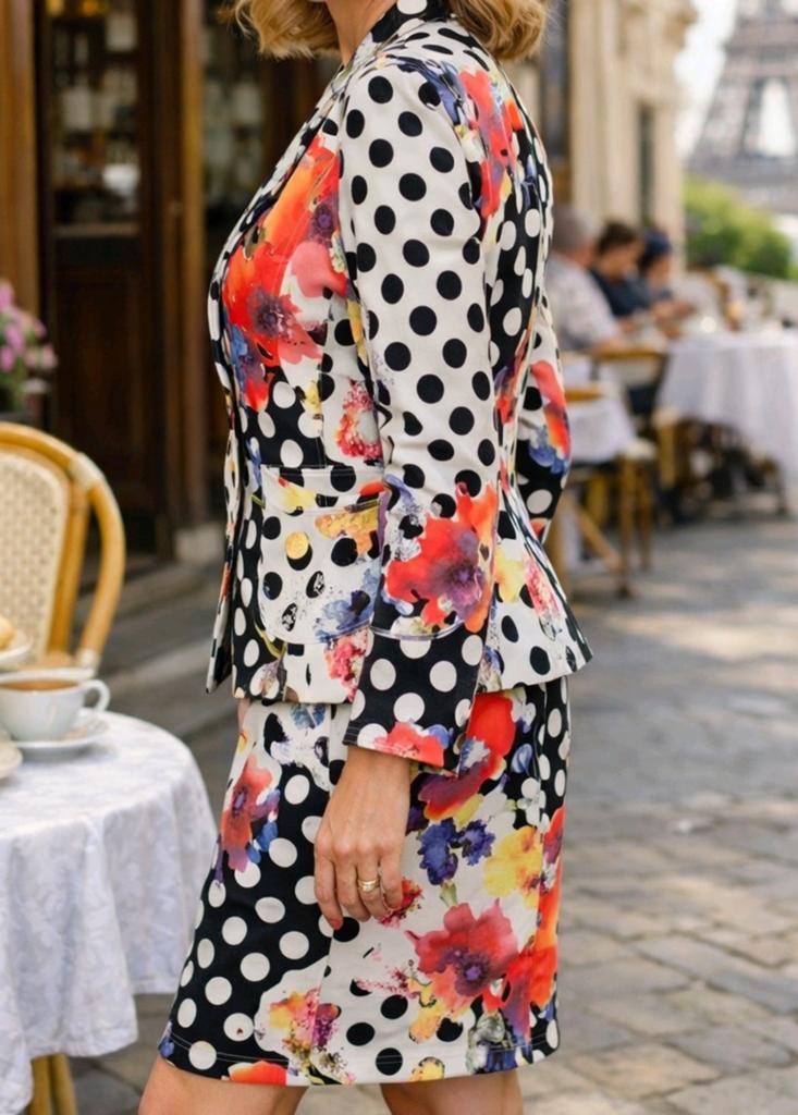 Vrolijk Bloemen & Polkadot Kostuum - Donna Dura | Maat 40, Maat 38/40 (M), Kostuum of Pak, Overige kleuren, Donna Dura