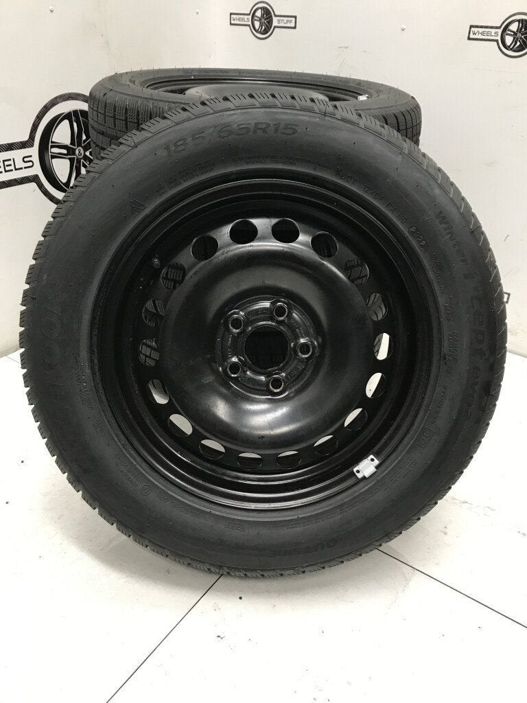 VW staal velgen 15"inch met winterbanden 5x100 4989, Ophalen, Gebruikt, 15 inch, Banden en Velgen