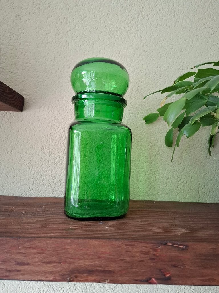 Vintage apothekerspot stolpflessen groen, Antiek en Kunst, Ophalen of Verzenden