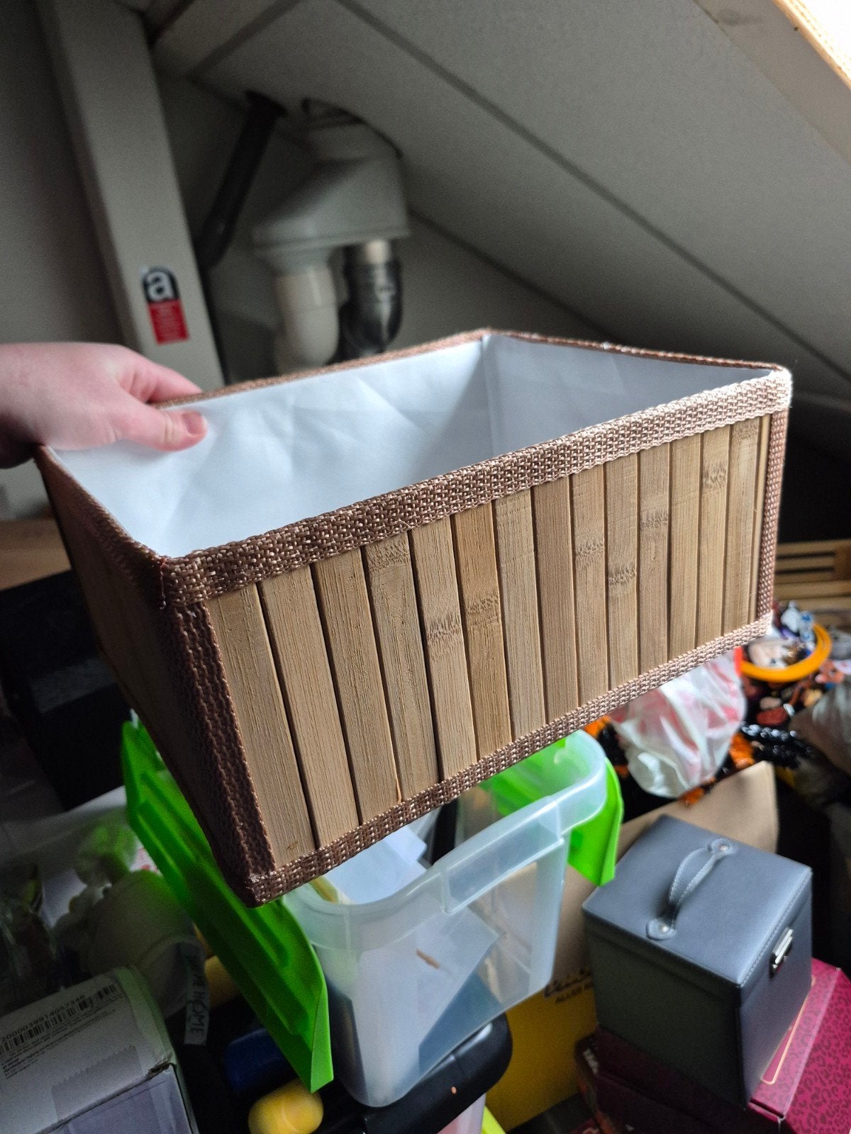 Bamboe opbergmand met stoffen binnenkant, Ophalen of Verzenden, Zo goed als nieuw, Overige materialen