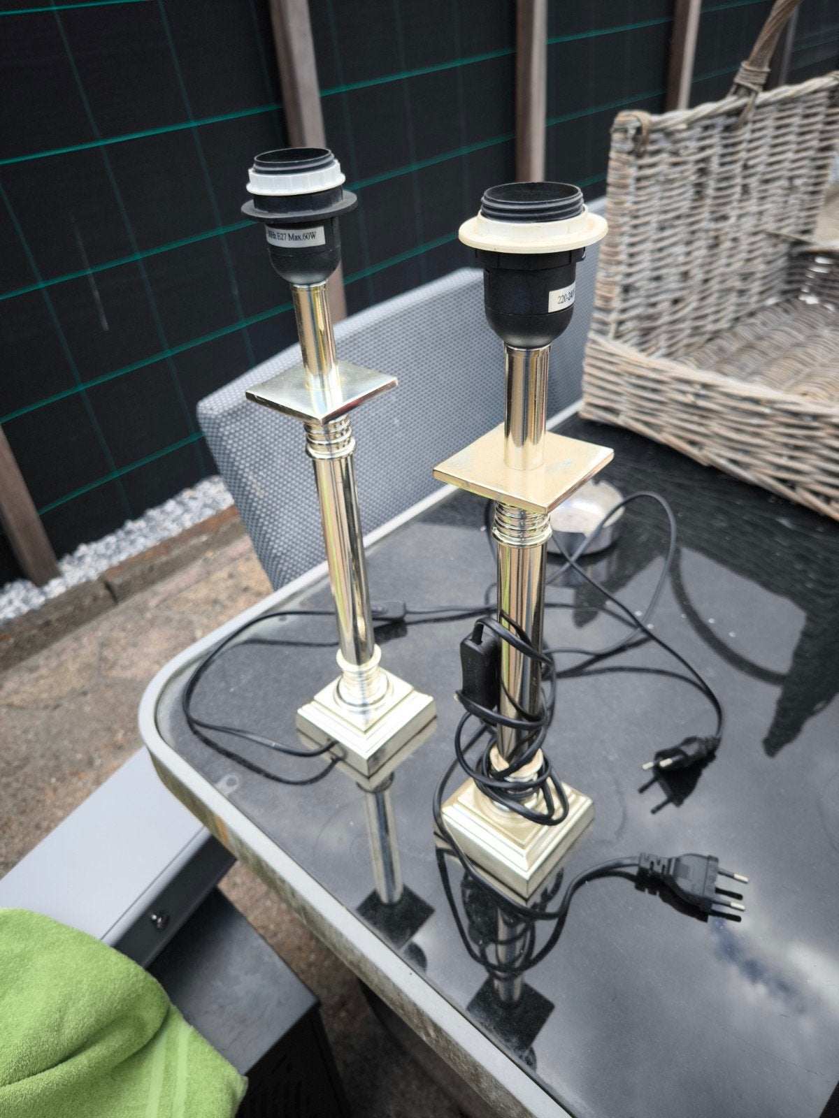Set van 2 klassieke tafellampen., Huis en Inrichting, Lampen | Tafellampen, Gebruikt, Goud, E27 (groot), Ophalen of Verzenden