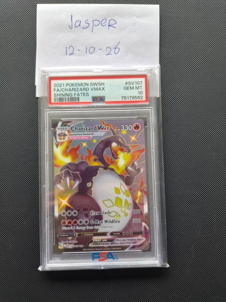 Charizard SV107 PSA10 Shining Fates Pokemon, Hobby en Vrije tijd, Verzamelkaartspellen | Pokémon, Ophalen of Verzenden, Zo goed als nieuw