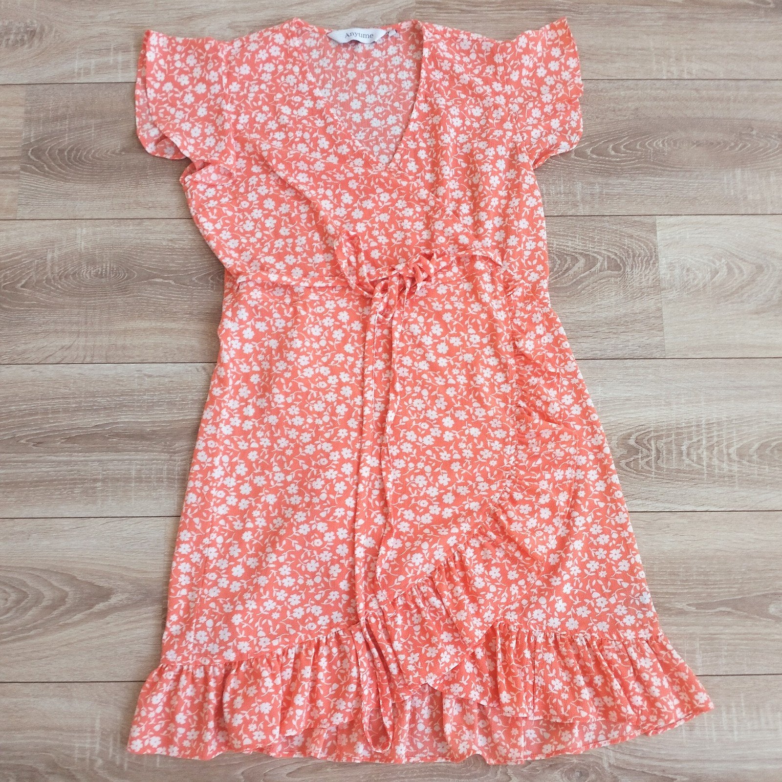 ANYTIME overslag zomerjurk koraal kleur mt 40 in nette staat, Kleding | Dames, Jurken, Maat 38/40 (M), Overige kleuren, Anytime