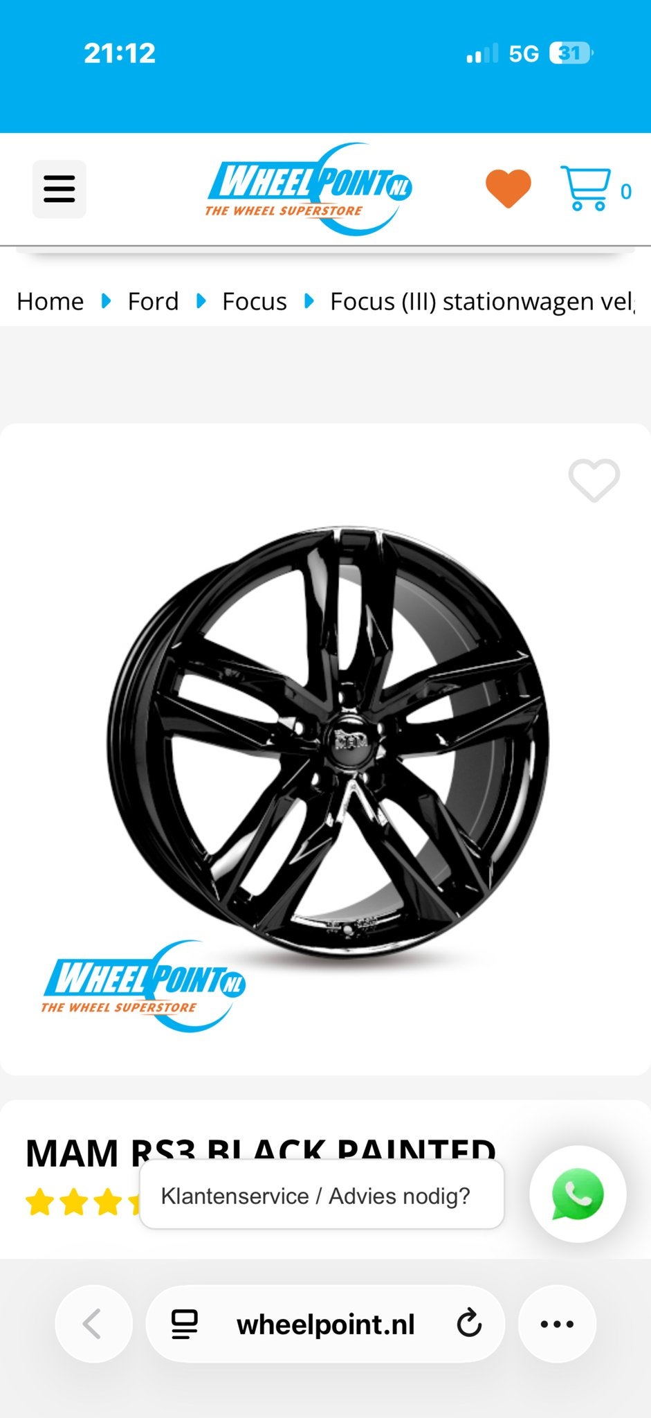 Set van 4 bijna nieuwe MAM  Black hoogglans, Auto-onderdelen, Ophalen, Gebruikt, Velg(en), 16 inch