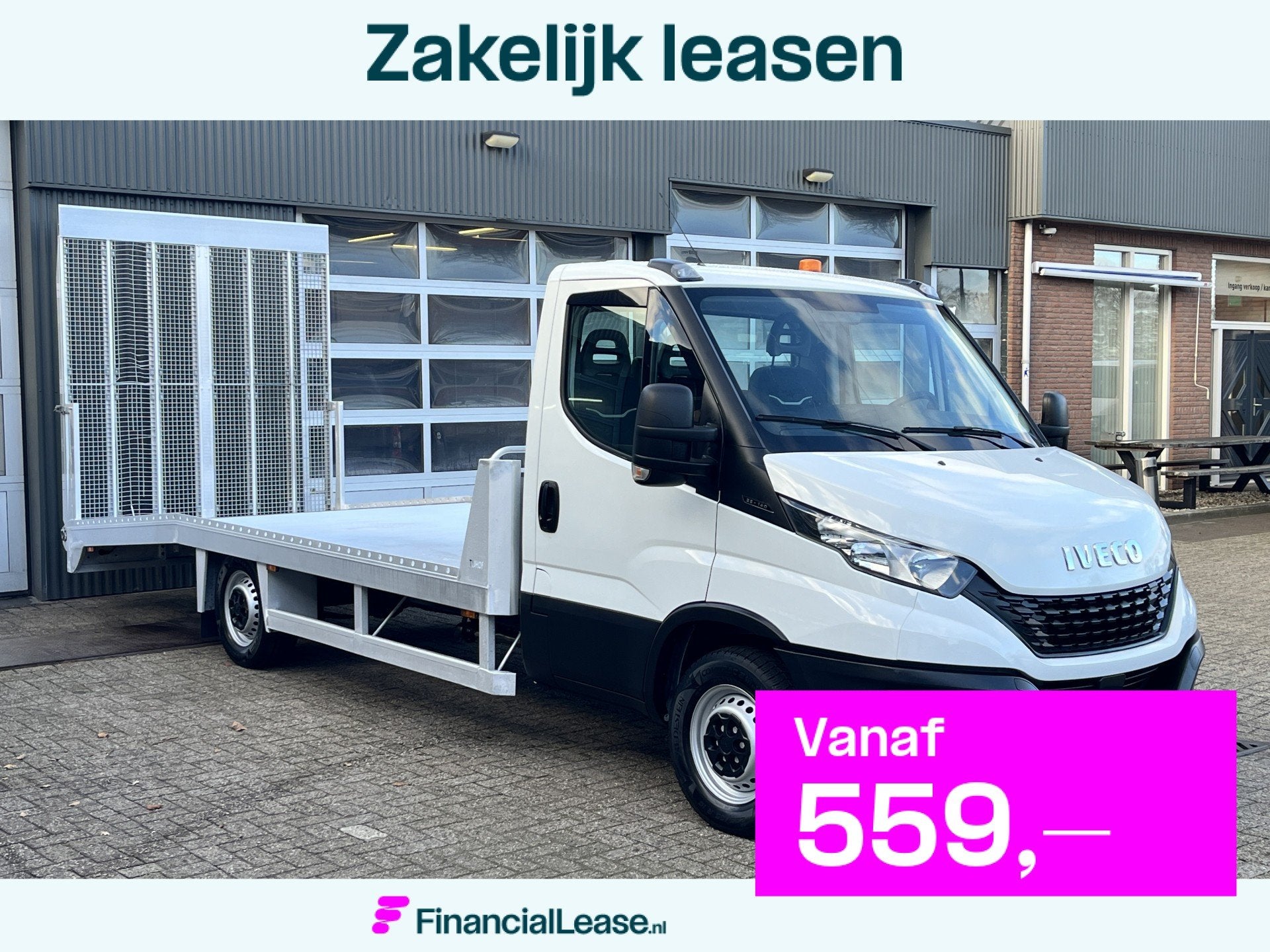 Iveco Daily 35S14 2.3 Autotransporter Tijhof 5.14 M Luchtver, 13 km/l, Gebruikt, Iveco, Wit