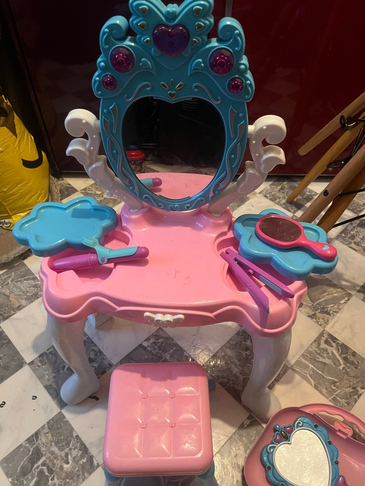Prinsessen Kaptafel met Krukje en Accessoires, Ophalen of Verzenden, Gebruikt, Overige typen, Met licht