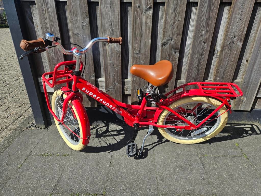 Kinderfiets 18 inch Cooper - Rood, Ophalen, Zijwieltjes, Velgrem, Cooper
