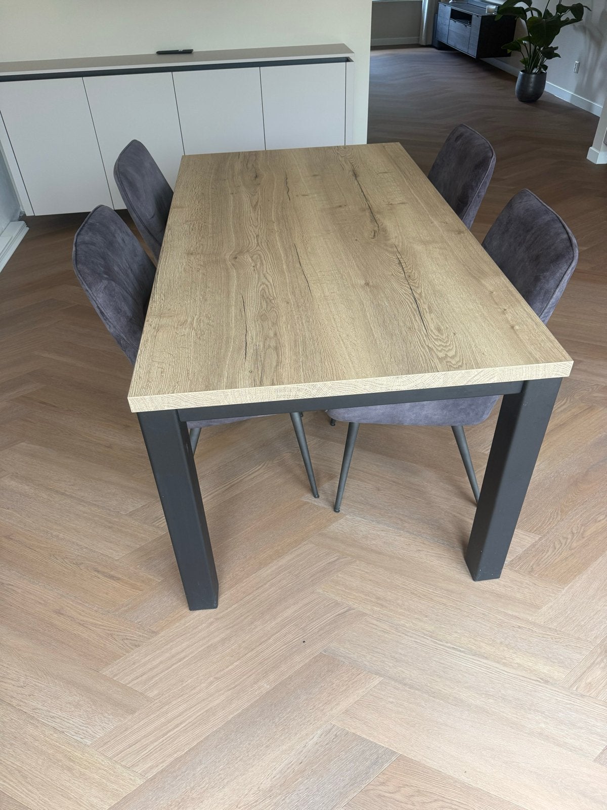 Lamulex eettafel 160x80 cm, Gebruikt, 150 tot 200 cm, Vier personen, Rechthoekig