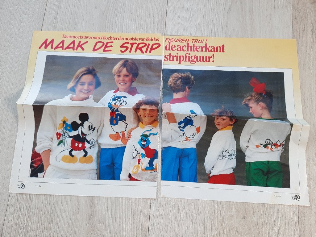 Breipatronen Libelle trui stripfiguren Disney jaren '80, Ophalen of Verzenden, Gebruikt, Breien, Patroon of Boek