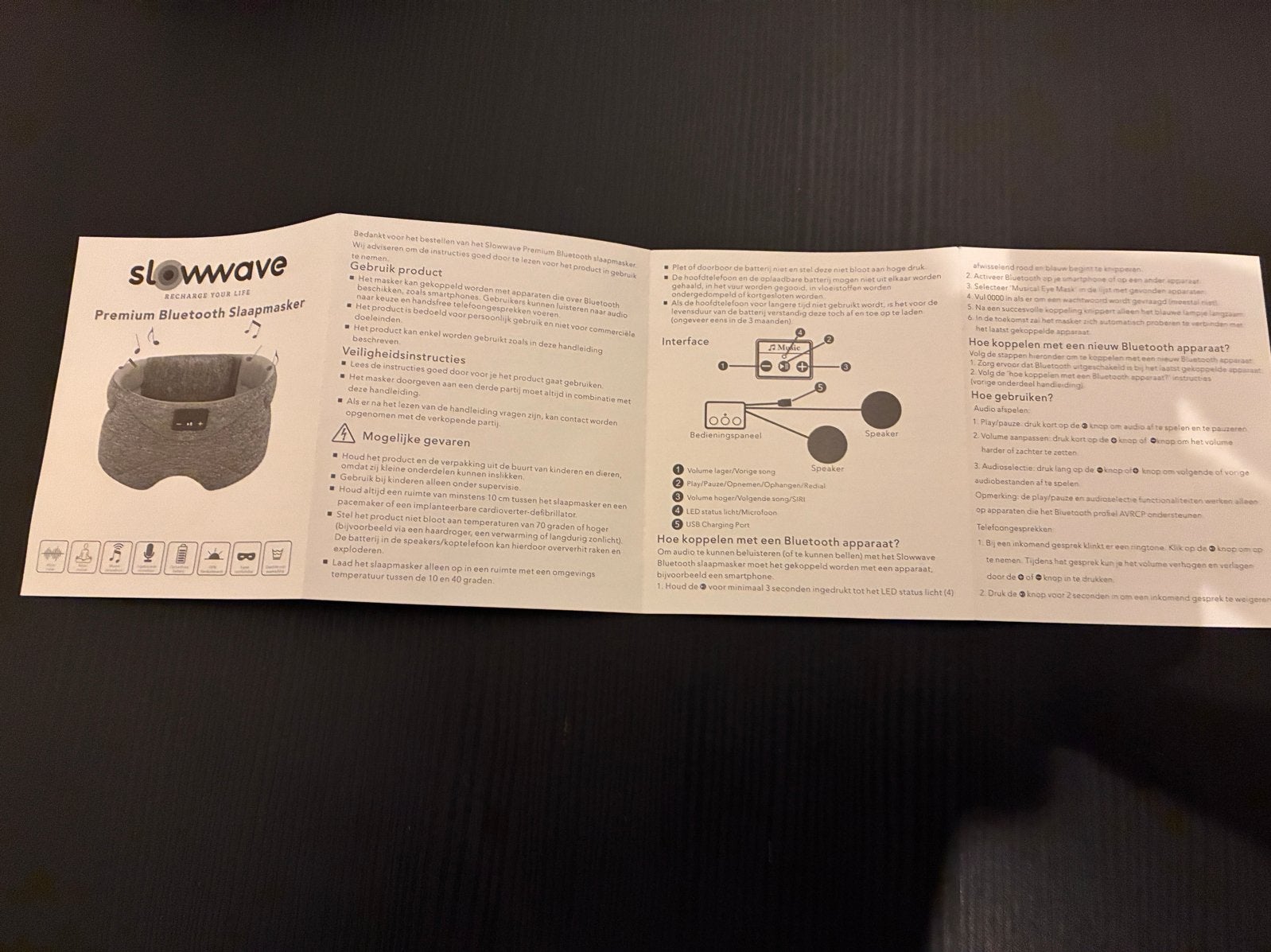 Slowwave Premium Bluetooth Slaapmasker - White Noise Edition, Audio, Tv en Foto, Ophalen of Verzenden, Zo goed als nieuw