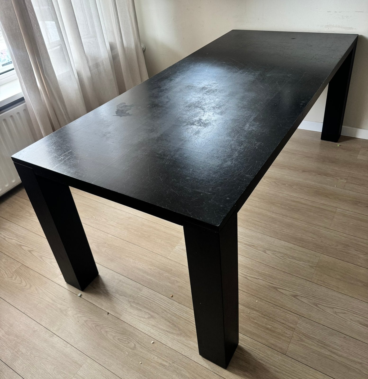 Zwart houten eettafel - Art of Living (Joop van Arnhem), Ophalen, 200 cm of meer, 50 tot 100 cm, Zo goed als nieuw