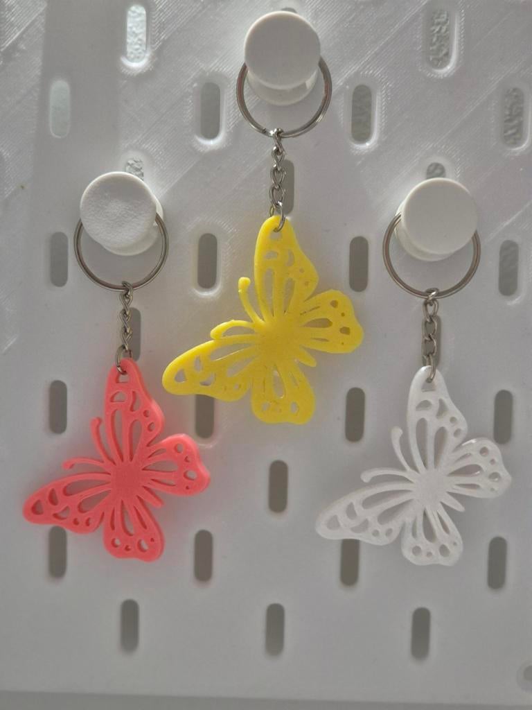 3D Geprinte Sleutelhanger Vlinder - Diverse Kleuren, Ophalen of Verzenden