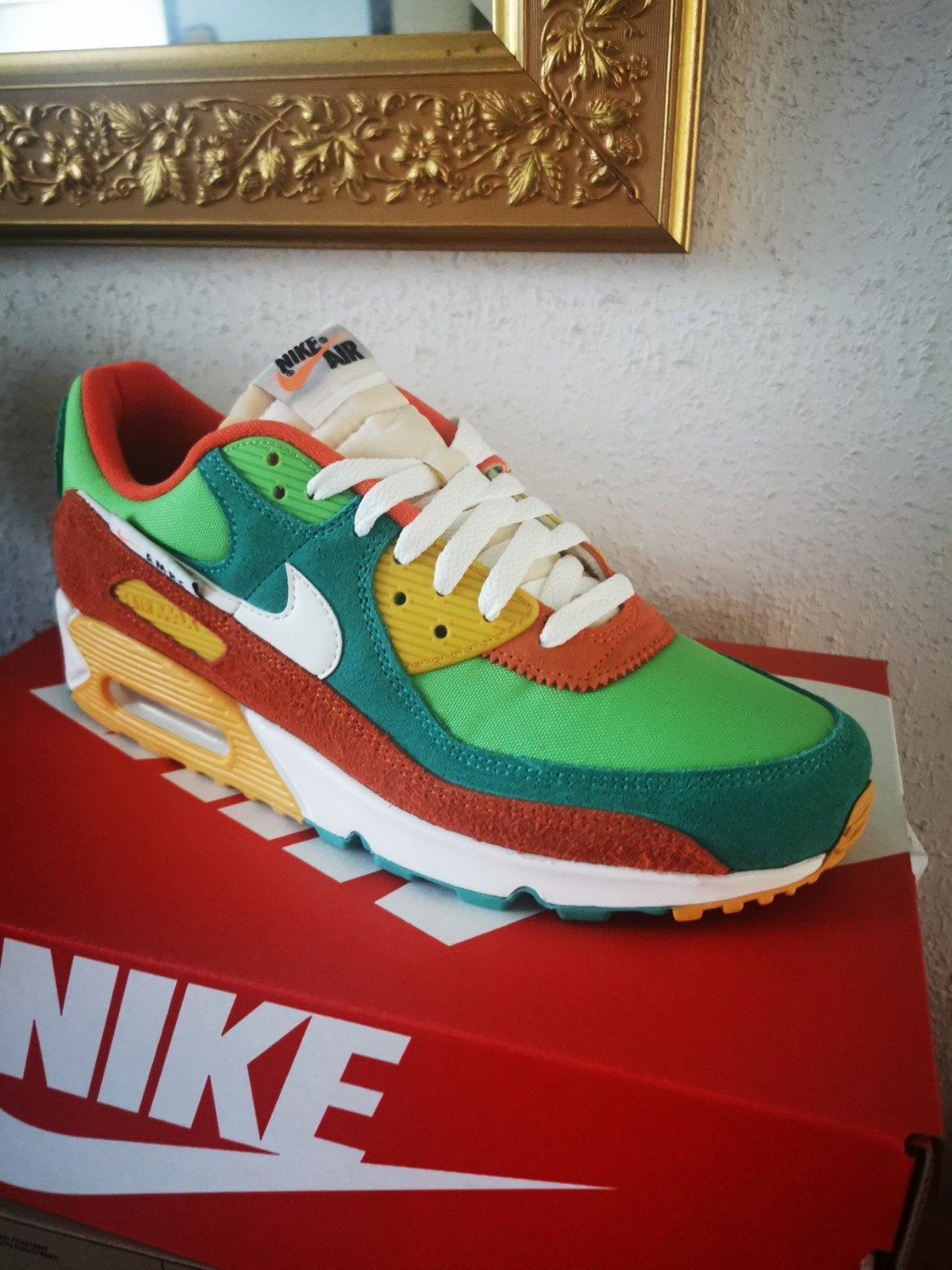 Nike Air Max 90 SE Roma Green/Sail-Orange (Maat 43), Ophalen of Verzenden