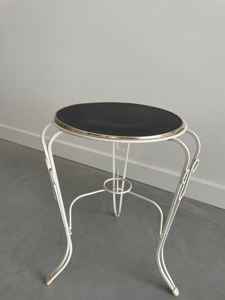 Retro bijzettafeltje - diameter 29 cm, hoogte 43 cm, Minder dan 45 cm, Gebruikt, Metaal of Aluminium, Rond