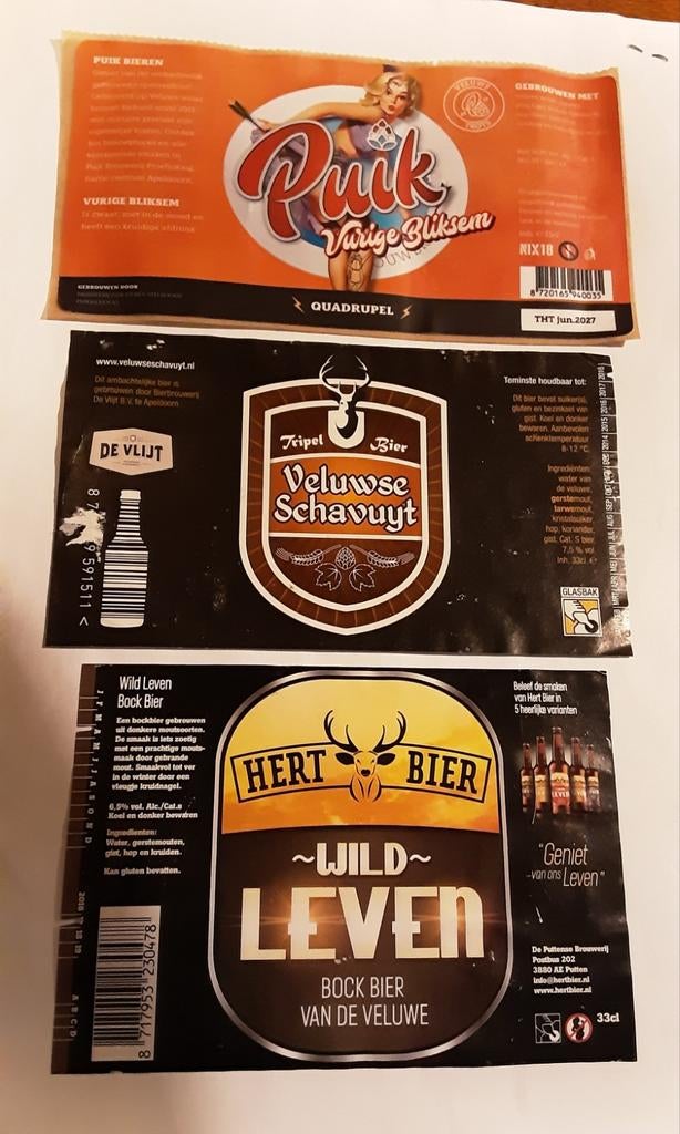 Bieretiket: Puik bier Hert bier, Veluwse Schavuyt. Apeldoorn, Verzamelen, Biermerken, Ophalen of Verzenden, Zo goed als nieuw