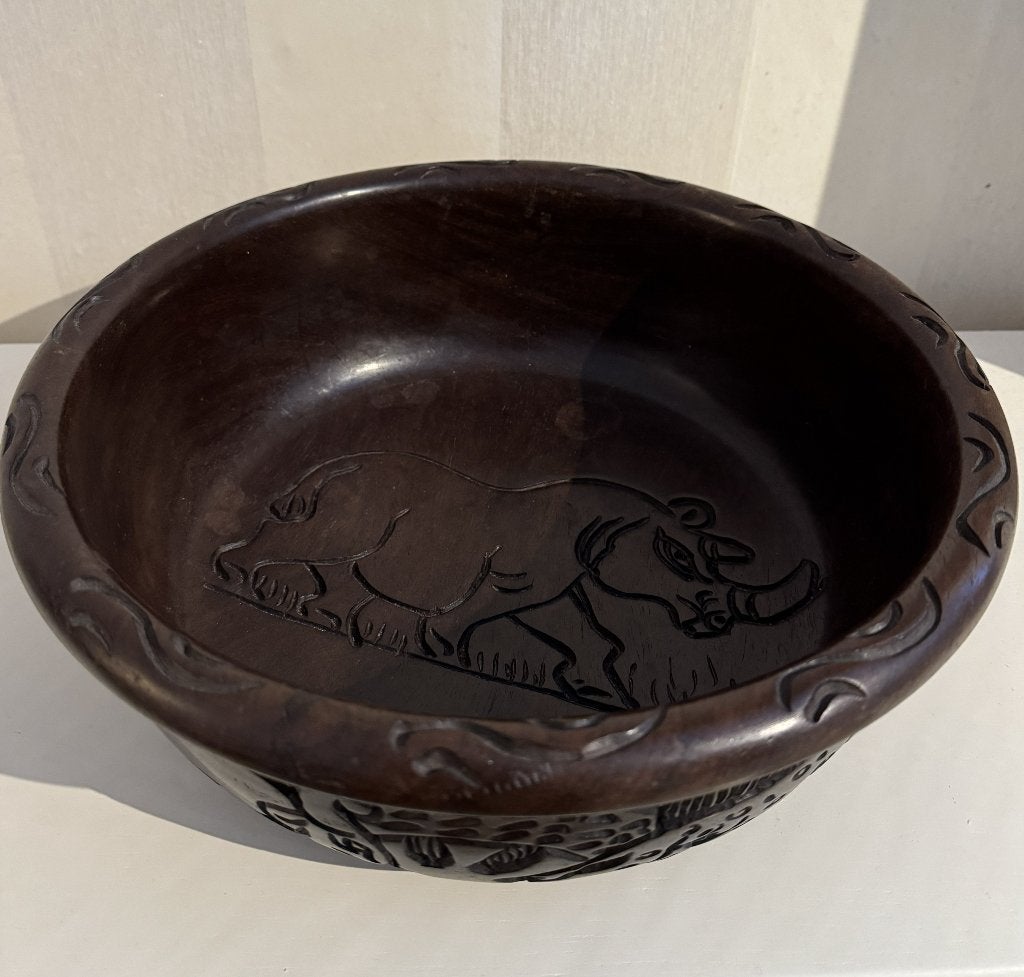 Vintage handgesneden Afrikaanse houten kom, Antiek en Kunst, Kunst | Beelden en Houtsnijwerken, Houtsnijwerk, Ophalen of Verzenden