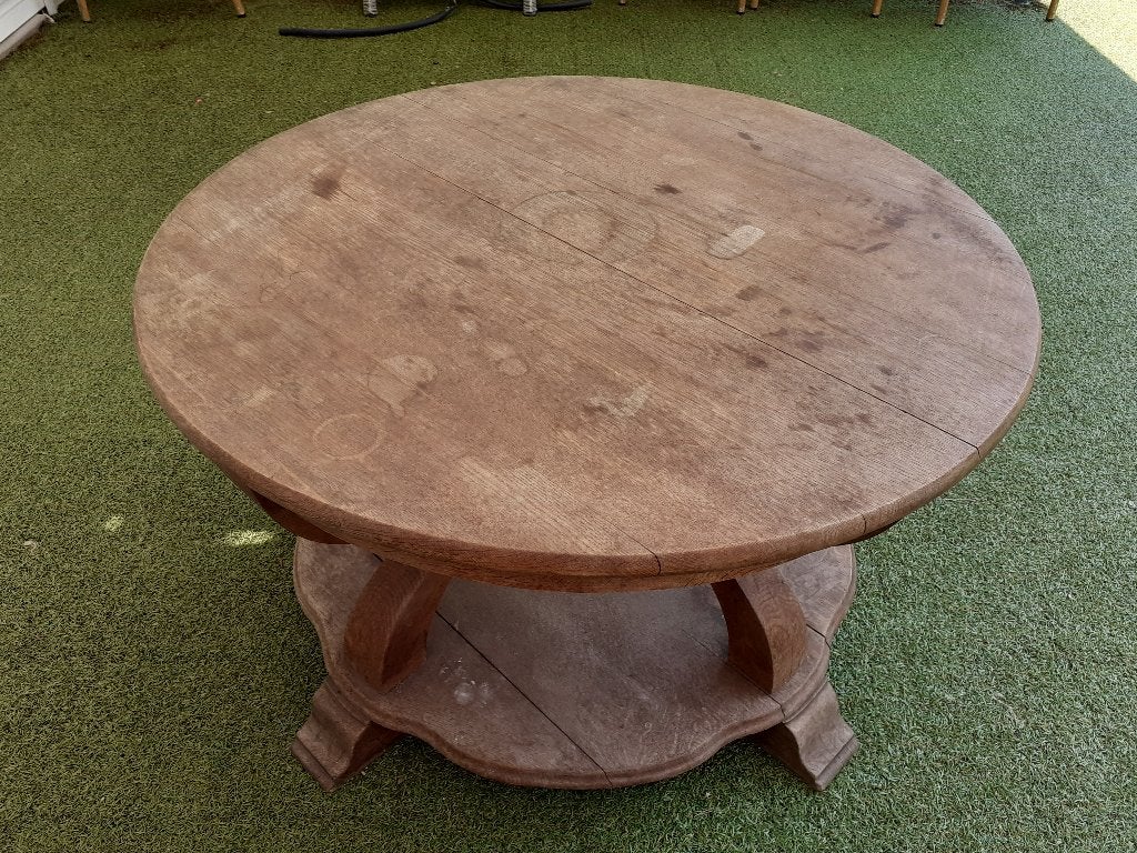 Massief eiken antieke salon tafel, Ophalen