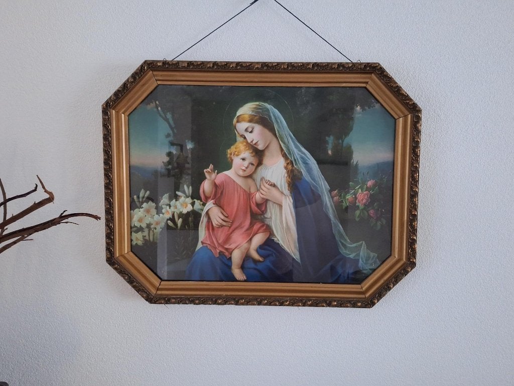 H. Maagd Maria en kind Jesus 65 X 85cm, Antiek en Kunst, Ophalen