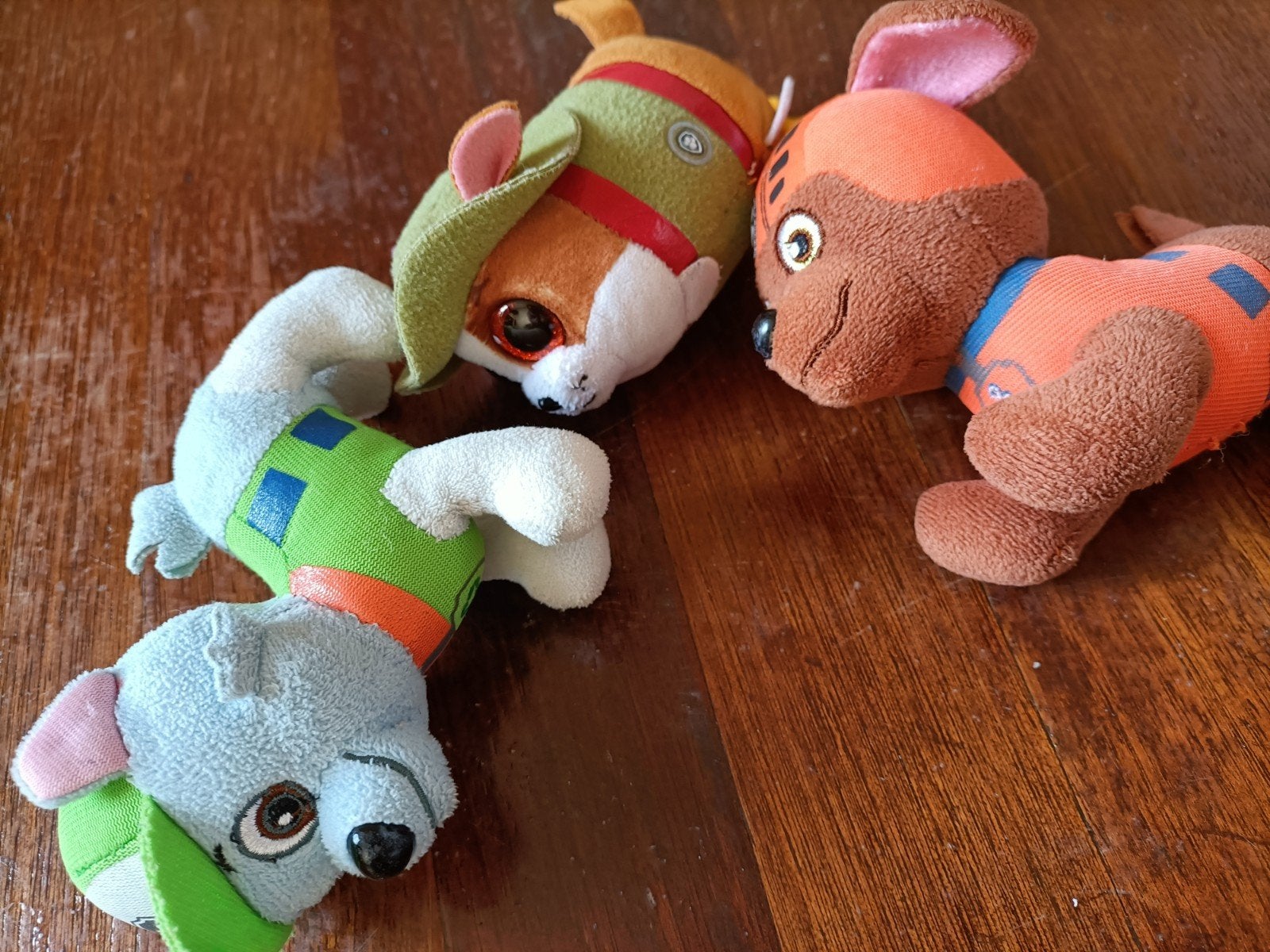Paw Patrol knuffels: Rocky, Zuma en Tracker, Klein (minder dan 20 cm), Paw Patrol, Gebruikt, Groen
