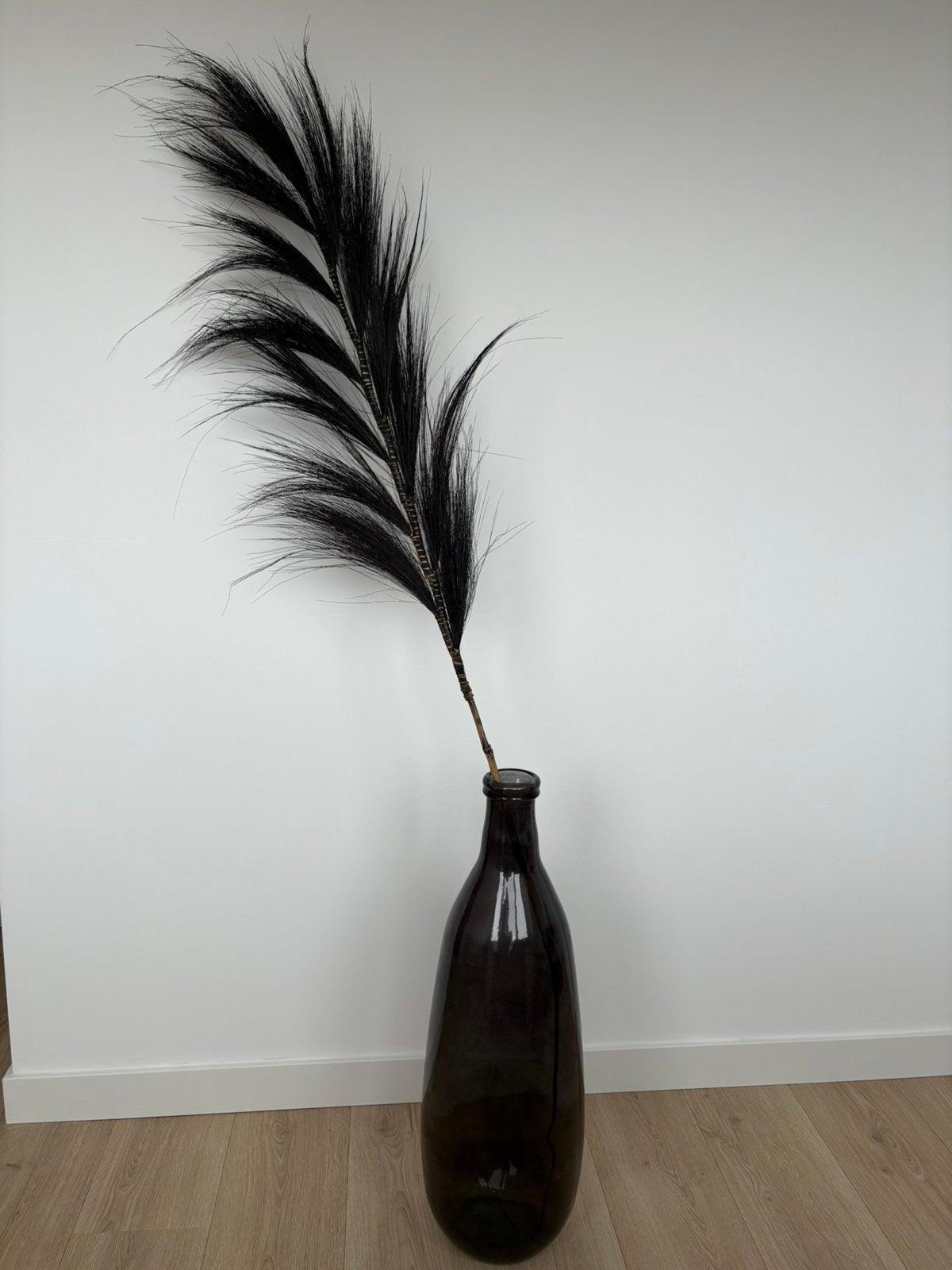 Vaas met pluim zwart, Ophalen, Zo goed als nieuw, Zwart, Glas