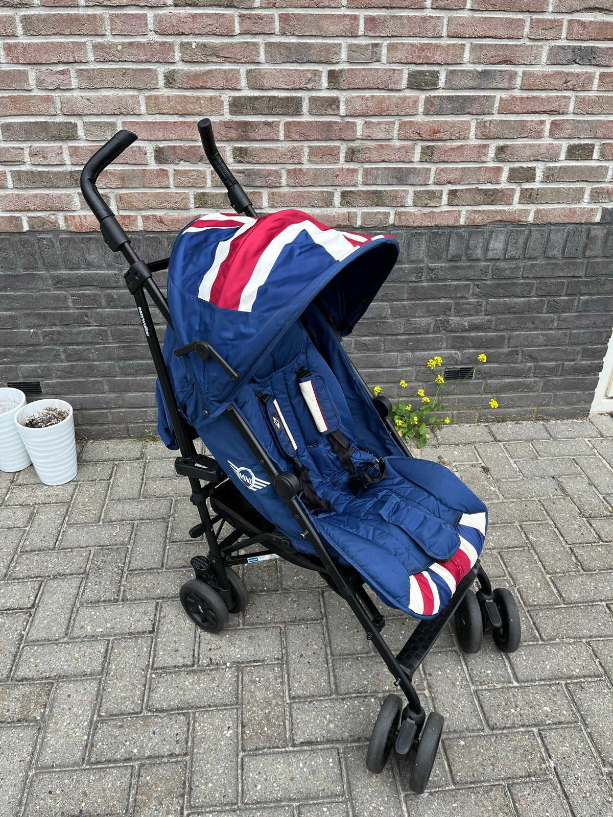 Mini buggy met Union Jack design en regenhoes, Ophalen, Gebruikt, Overige merken, Regenhoes