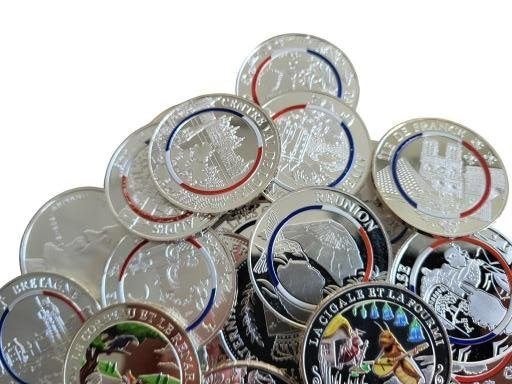 Leuk lot gekleurde zilveren penningen 32 stuks, Ophalen of Verzenden, Zilver, Buitenland