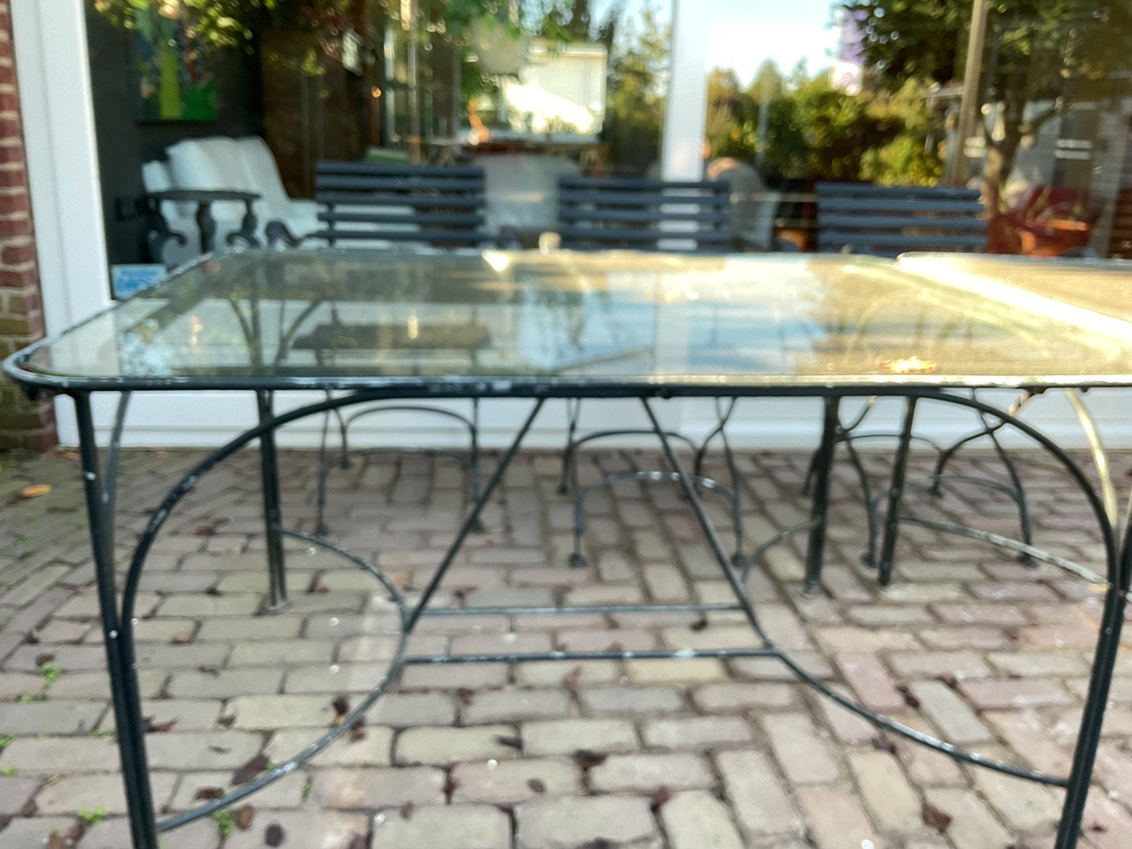 Gegalvaniseered ijzeren tuintafel, Tuin en Terras, Ophalen of Verzenden, Gebruikt, Rechthoekig, Metaal