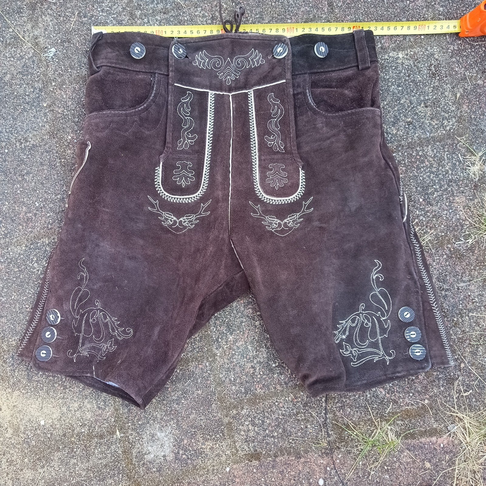 Lederhose 48 M bruin echt leer. gevoerd dij lengte, Maat 48/50 (M), Ophalen of Verzenden, Westerwald, Overige thema's