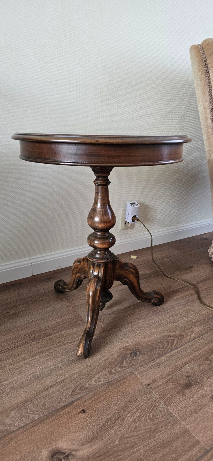 Antieke bijzettafel - Rond, hout, klassiek design, Ophalen