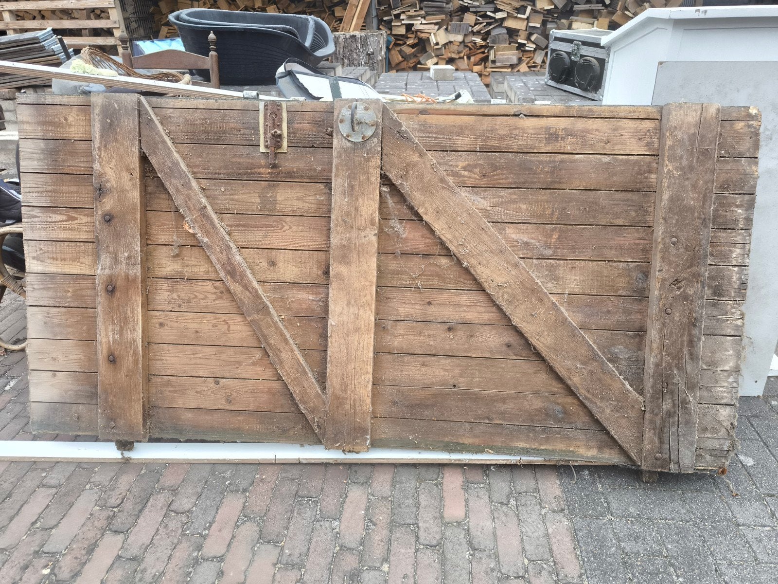 Houten staldeur 94,5 x 196,5, Doe-het-zelf en Verbouw, Ophalen, 80 tot 100 cm, Minder dan 200 cm, Buitendeur