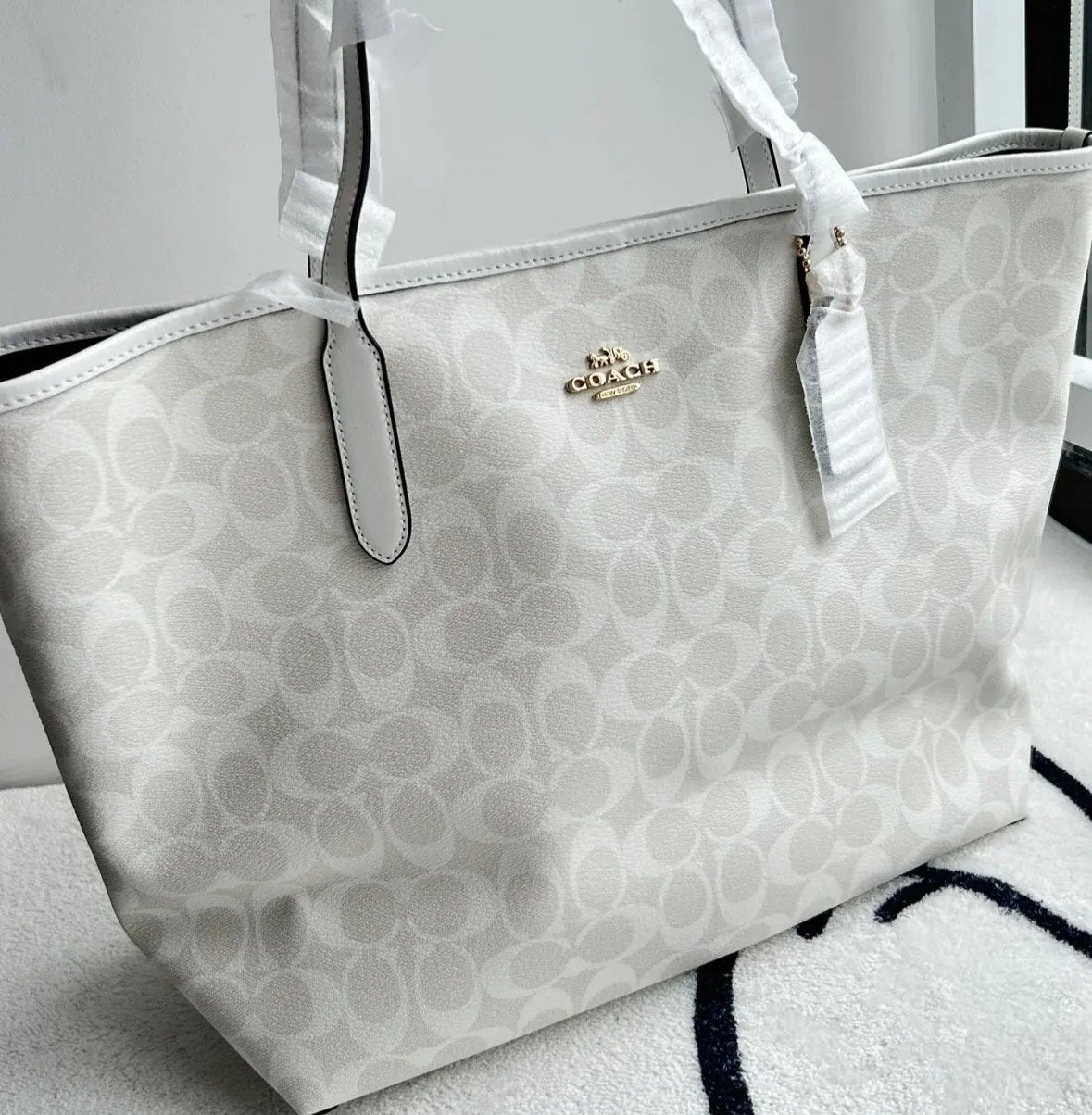 Witte Coach City Tote nieuwe shopper bag, Ophalen of Verzenden, Nieuw, Wit, Handtas