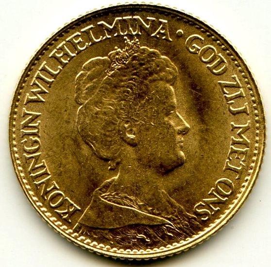 gouden tientje 10 gulden 1917 FDC, Koningin Wilhelmina, Losse munt, 10 gulden, Goud