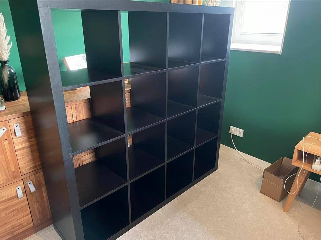 Expedit(Kallax) open 16 vak kast, zwart, wand/roomdivider., Huis en Inrichting, Ophalen, Met plank(en), 100 tot 150 cm, 100 tot 150 cm