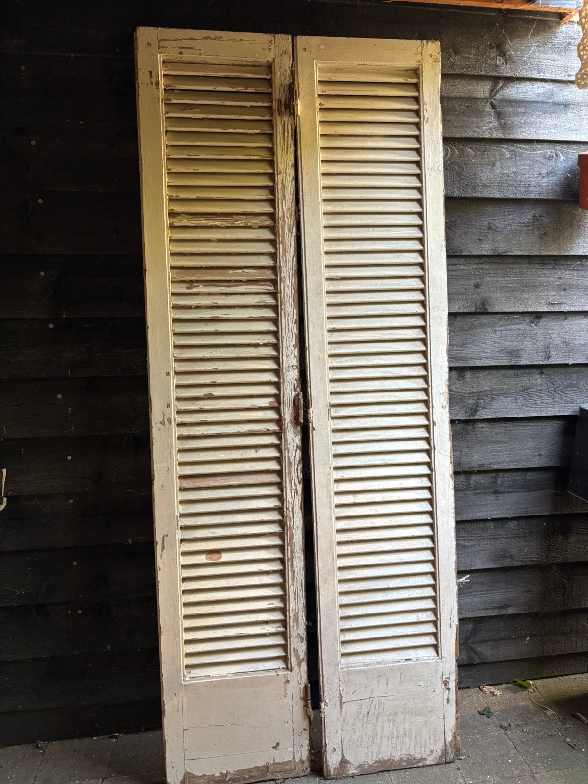 2 oude Antieke Franse luiken decoratief tuindeco/veranda, Doe-het-zelf en Verbouw, Ophalen, Gebruikt, Minder dan 80 cm, Overige typen