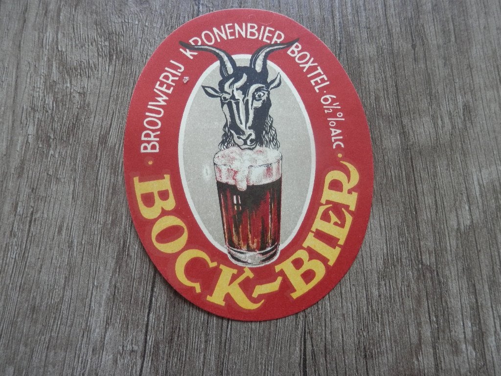 oud bier etiket kronen bier Bock bier 02 de Kroon brouwerij, Verzamelen, Ophalen of Verzenden, Zo goed als nieuw, Overige typen