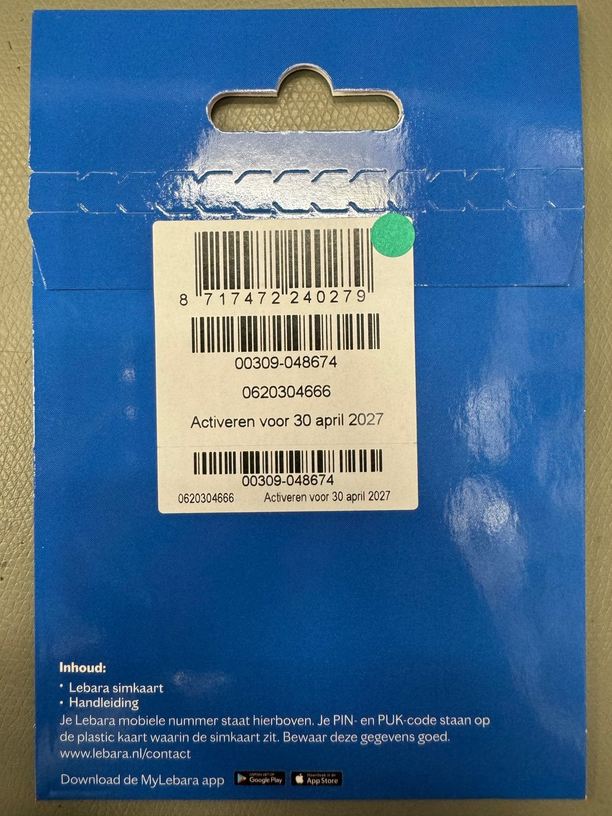 Simkaart met mooi telefoonnummer 0620304666, Ophalen of Verzenden, Nieuw, Overige providers, Simkaart