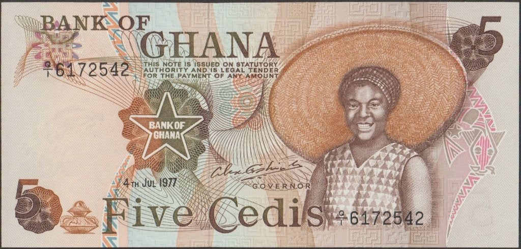 Ghana 5 cedis 1977 UNC p.15b (# 895), Verzenden, Overige landen, Los biljet