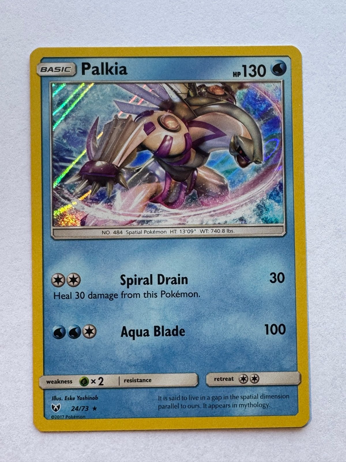 Palkia Pokémon Kaart - Basic, HP 130, Foil, Ophalen of Verzenden, Zo goed als nieuw, Losse kaart, Foil