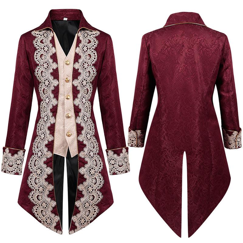 Rode heren steampunk jas / victoriaanse middeleeuwse mannen, Kleding | Heren, Verzenden, Nieuw, Overige maten, Kleding